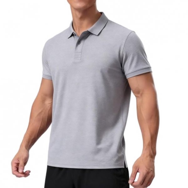 Men's Grey Short-Sleeve Polo Shirt